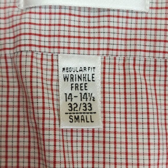 Van Heusen Mens Wrinkle-Free Broadcloth Shirt Size S Red & White Checkered - Picture 6 of 8